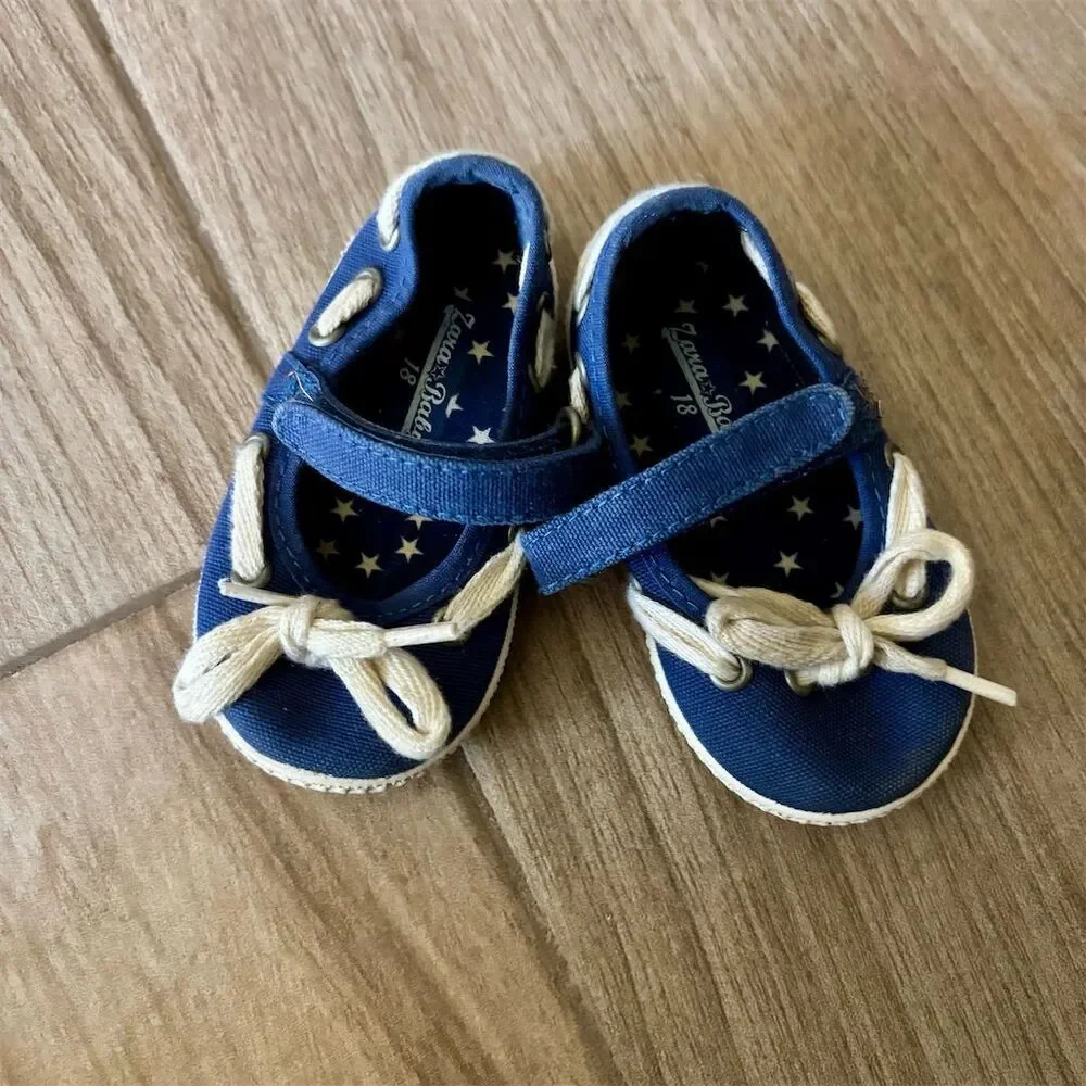 Zara Baby Navy Blue Canvas Shoes for 18